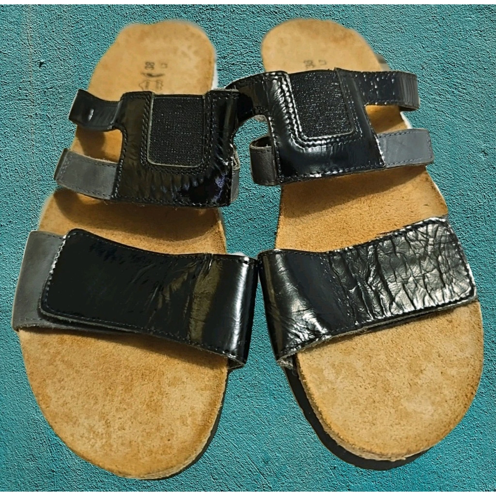 Naot Nancy Sandals Women's Size 38 US 7 Black Genuine Leather Made In Israel